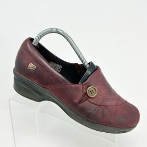 KEEN Women's Red Leather Slip-On Clog Loafers Size 10 Casual Comfort